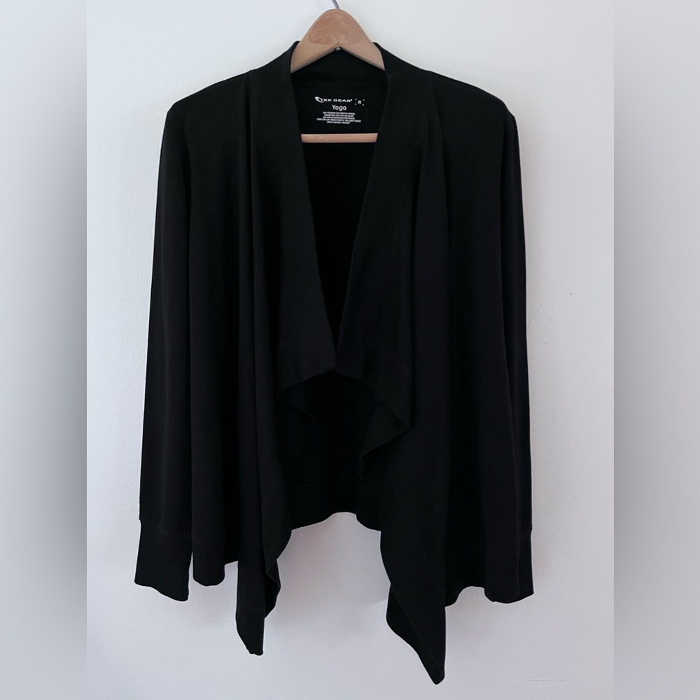 Tell Gear Yoga Cardigan Top Open Front Women’s Size M Black